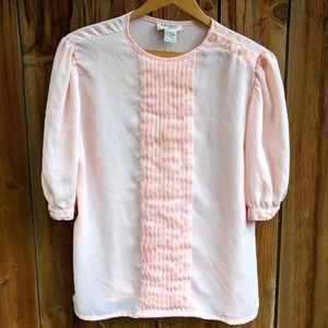 Vintage 80s Pastel Pink Short Sleeve Blouse